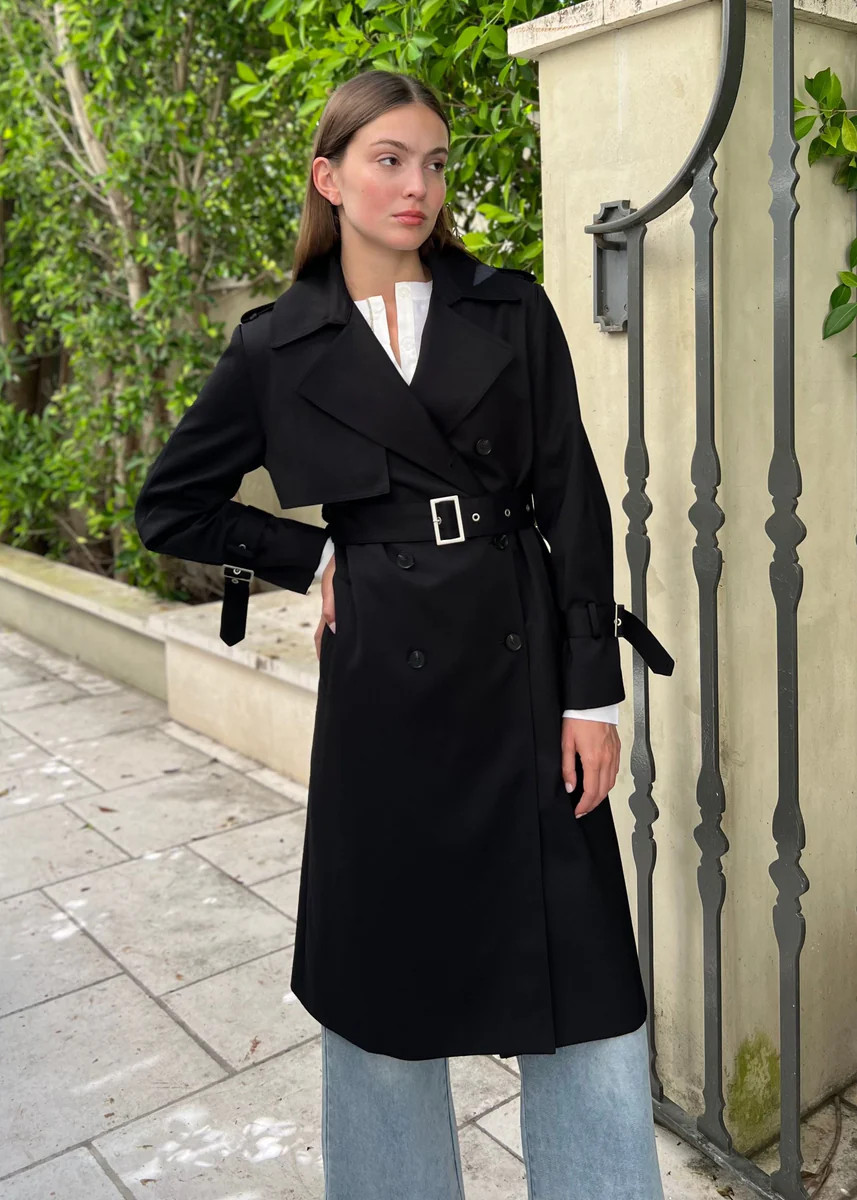 Fallon Black Trench Coat | Benaar La