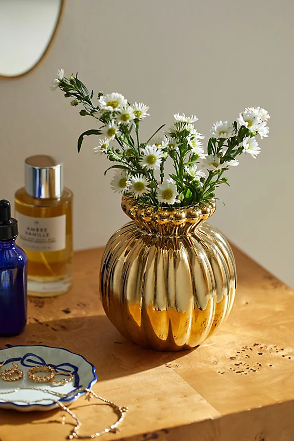 Poppy Vase in Gold at Urban Outfitters | Urban Outfitters (US and RoW)