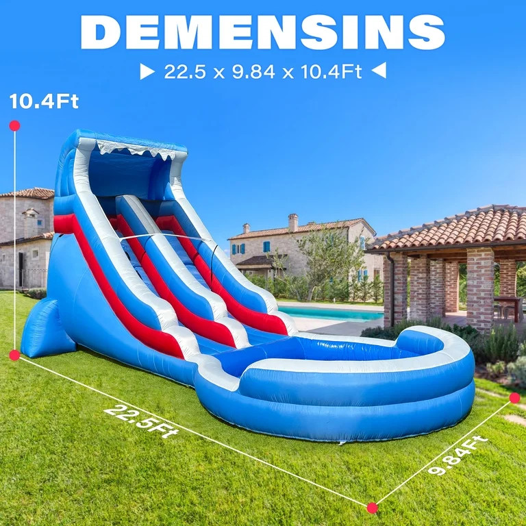 22.5FT Inflatable Water Slide with Large Splash Pool & Blower Included - Oxford Backyard Water Pa... | Walmart (US)