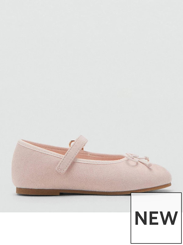 Mango Younger Girls Bow Ballet Shoes - Light Pink | Very (UK)