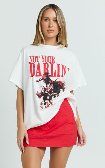 Aimee Top - Oversized Horse Print Tee in White | Showpo (US, UK & Europe)