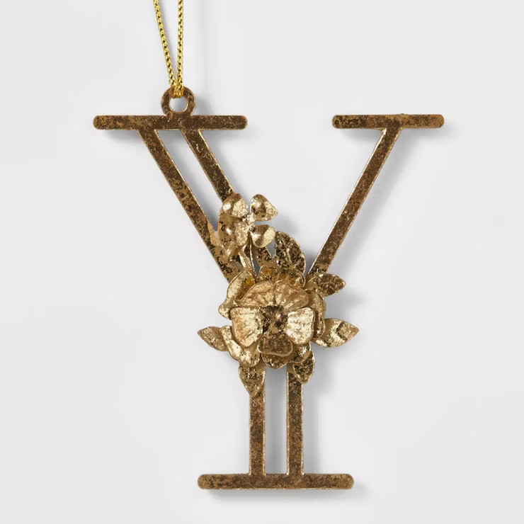 Botanical Monogram Christmas Tree Ornament Gold Letter - Wondershop™ | Target