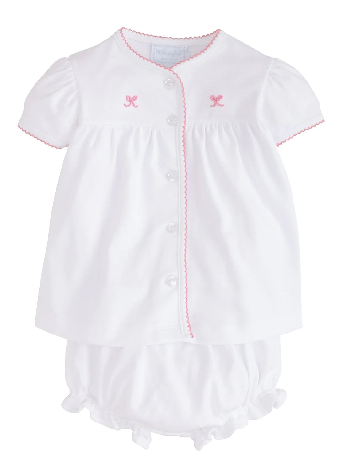 Little English Bow Pinpoint Layette Knit Set | JoJo Mommy