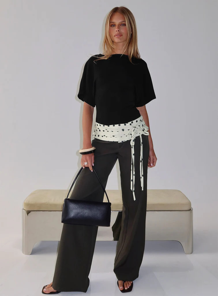Seneca Wrap Pants Charcoal Polka Dot | Princess Polly US