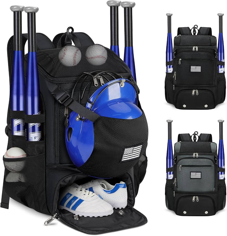 RAINSMORE Baseball Backpack, Lightweight Softball Bag with Shoe Compartment Baseball Bag for Yout... | Amazon (US)