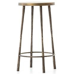 Vito Industrial Loft Hand Wrought Antique Brass Iron Counter Stool | Kathy Kuo Home