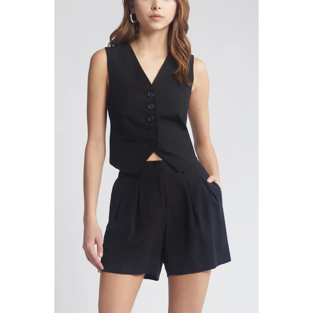 Open Edit Tailored Vest in Black at Nordstrom, Size Large | Nordstrom