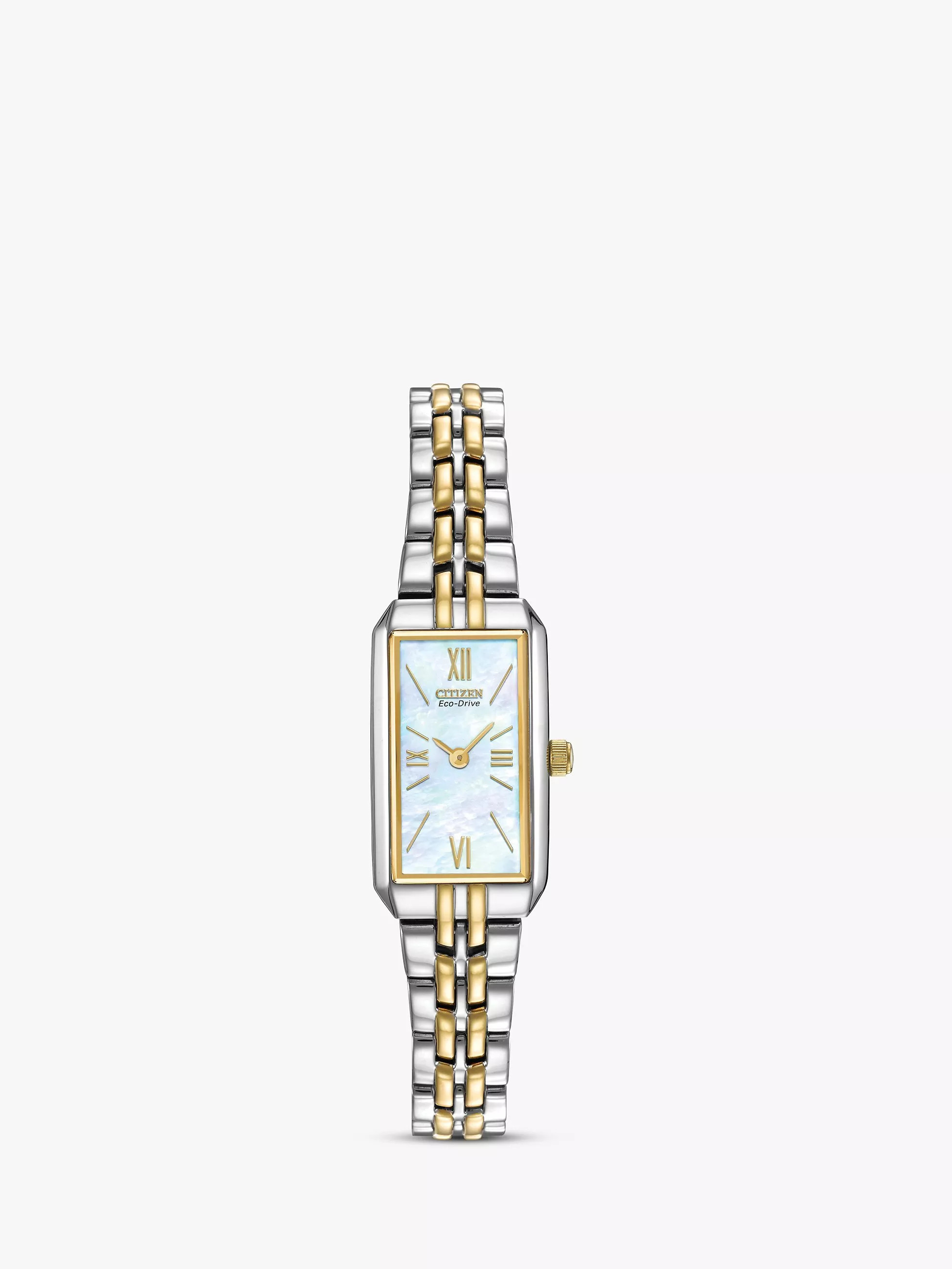 Citizen EG2694-59D Women's Eco-Drive Silhouette Bracelet Strap Watch, Silver/Gold | John Lewis (UK)