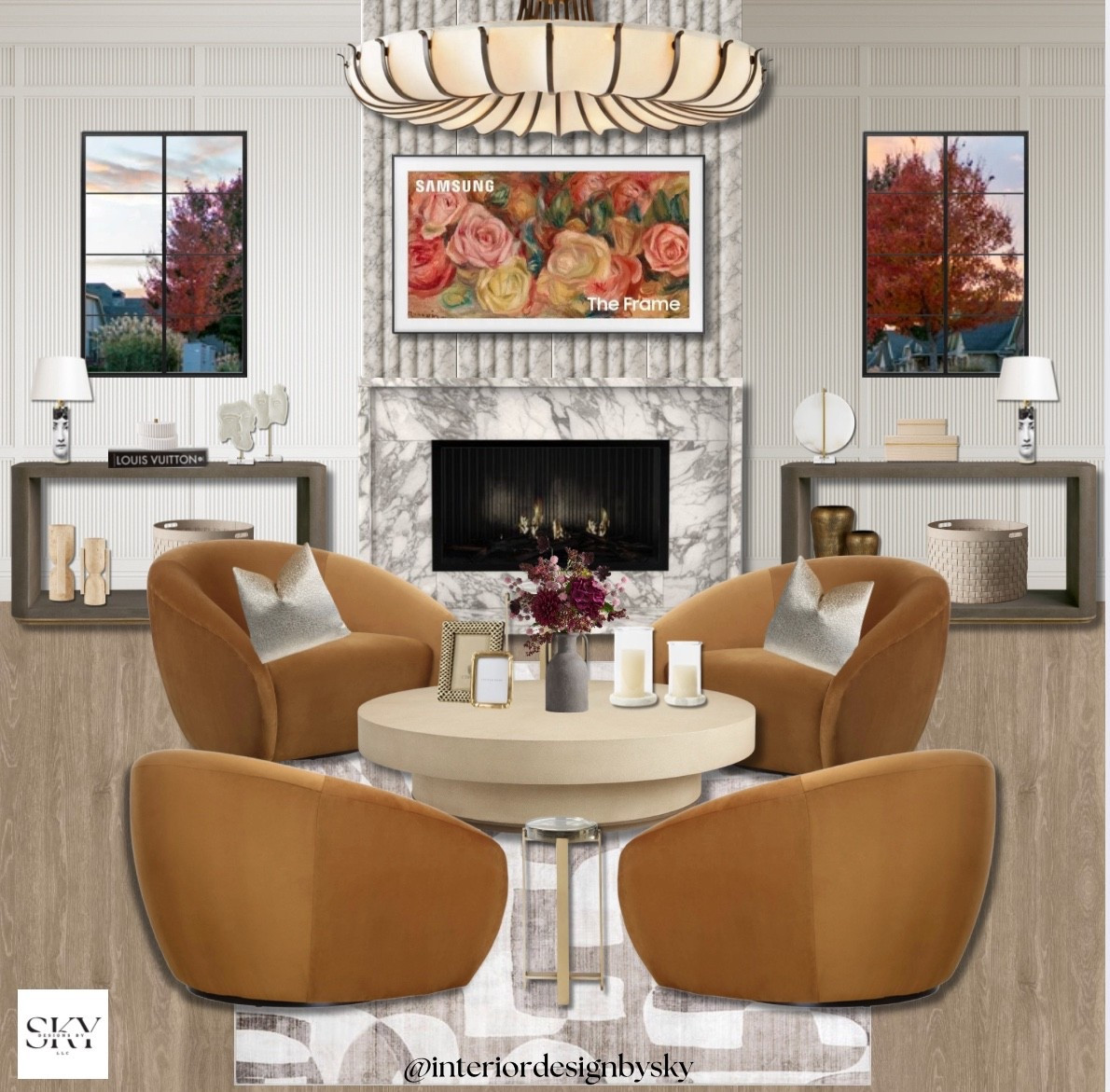 Still not over how cozy this space feels — warm neutrals, soft textures, and just the right hint of glam 🤎✨ saving this inspo for all your fall-to-holiday hosting moments! #LTKhome #LTKinterior #LTKfinds #cozyvibes #homedecor #DesignsBySky #livingroominspo

#LTKHome #LTKStyleTip #LTKSeasonal