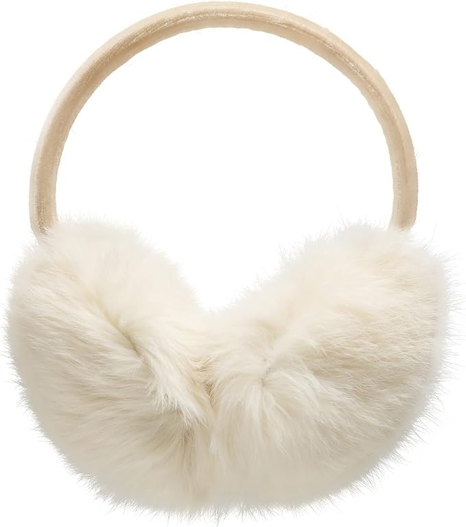 ZLYC Womens Girls Genuine Rabbit Fur Earmuffs Adjustable Ear Warmers | Amazon (US)