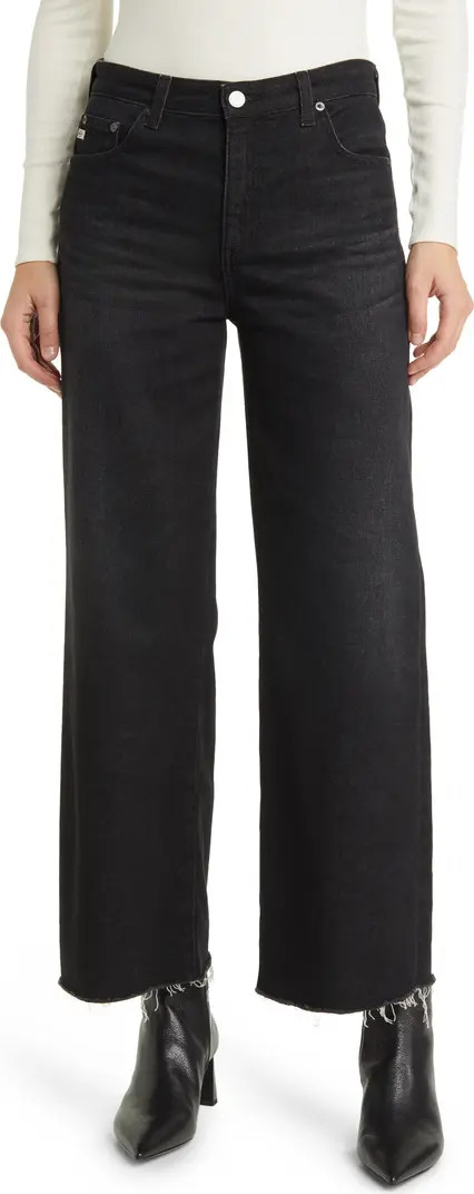 Saige Raw Hem High Waist Crop Wide Leg Jeans | Nordstrom