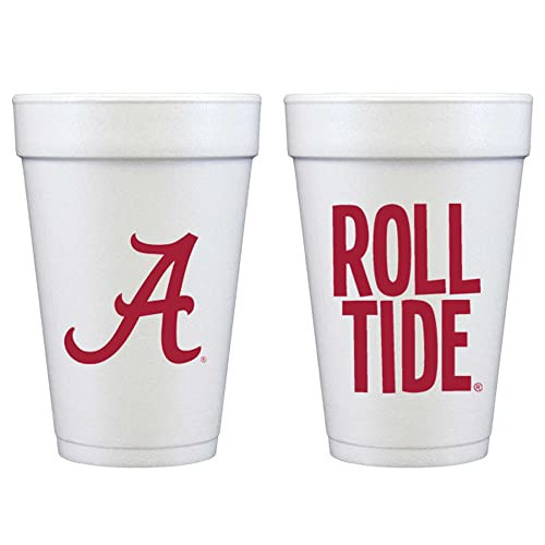 Officially Licensed University of Alabama logo/Roll Tide Printed Foam Disposable Cups 16 oz - Insulated Coffee Cups 10 Pack - Cute Cup set for Alabama decorations, Football party favors, Tailgating | Amazon (US)
