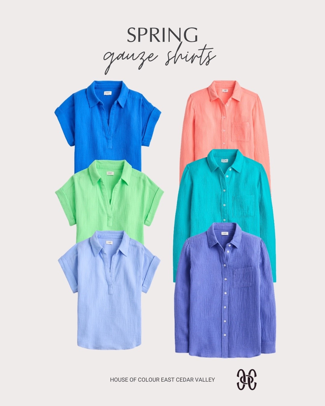 Gorgeous colors for #hocspring These gauze shirts are great for layering and warm temps. House of Colour Spring #hocspring