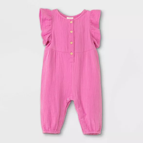 Baby Girls' Gauze Flutter Sleeve Romper - Cat & Jack™ | Target