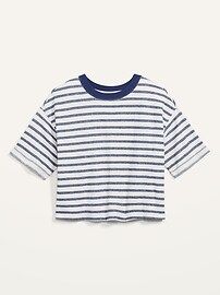 Oversized Striped Cali-Fleece Elbow-Sleeve Sweatshirt for Women | Old Navy (US)