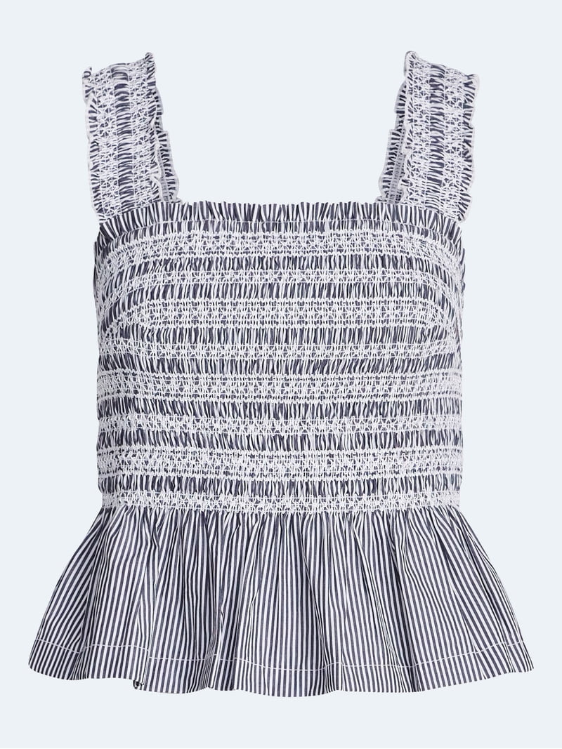 Free Assembly Women's and Women's Plus Smocked Cotton Tank Top with Peplum Hem, Sizes XS-4X | Walmart (US)