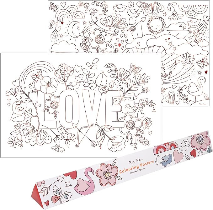 Meri Meri Valentine Coloring Posters (Pack of 2) - Valentine's Day | Amazon (US)