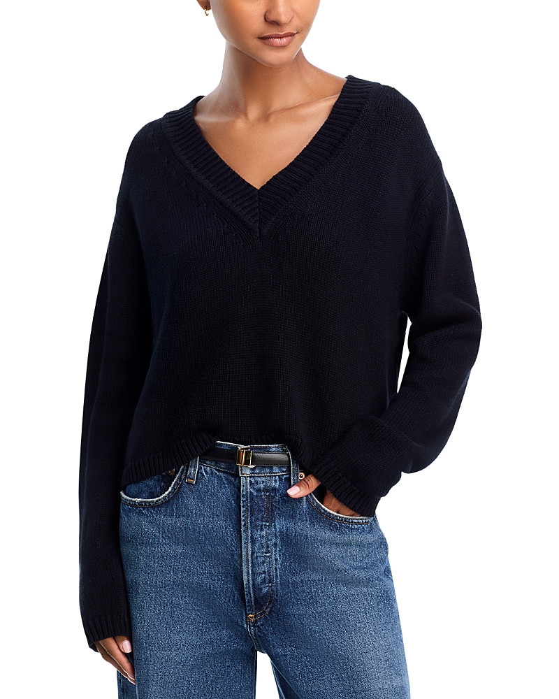 perfectwhitetee Addie Oversized Long Sleeve V Neck Sweater | Bloomingdale's (US)