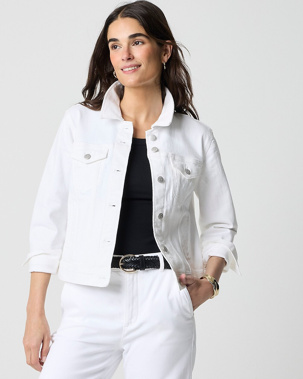 Relaxed denim jacket in white | J.Crew Factory