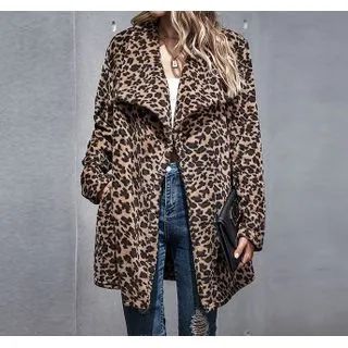 Leopard Print Faux Fur Midi Coat | YesStyle Global