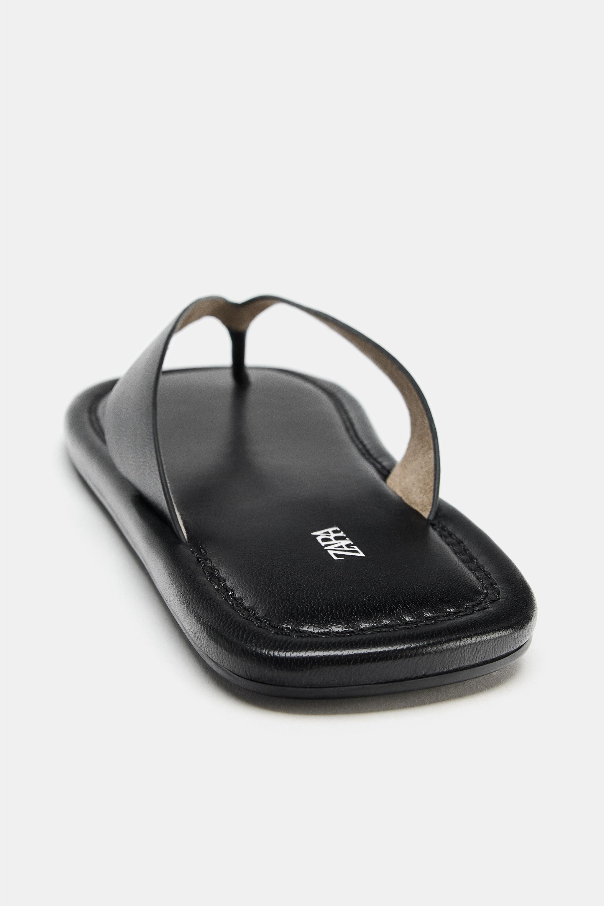 FLAT LEATHER SANDALS | Zara US