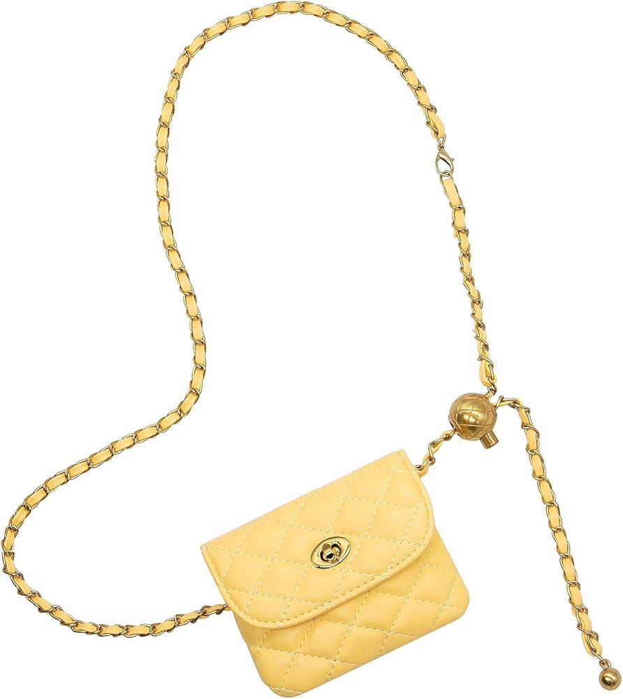 YAMEIZE PU Leather Chain Belt Bag for Women - Crossbody Waist Bag Fanny Pack Detachable Belt Chai... | Amazon (US)