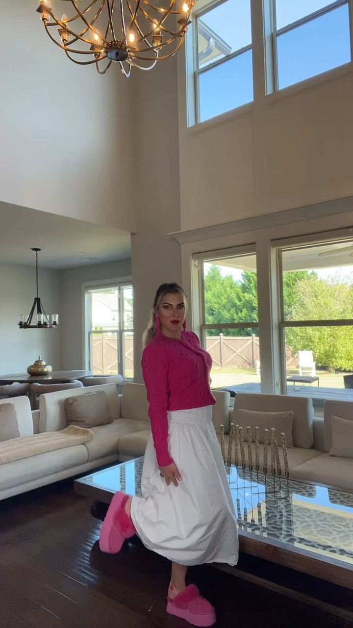 Polo Ralph Lauren

Women's Cable-Knit Wool-Cashmere Cardigan Sweater

Macy's

Jessica London Women's Plus Size

Chambray Maxi Skirt

I choose an outfit to capture a moment in the day; the spirit of that moment, the dance of colors, and the sound of textures speak to me.

 1. The Inner Rhythm of Elegance
Clothes are like a way to express our inner rhythm. My inner energy merges with the folds of the fabric and determines the rhythm of my steps. How can we transform a pink knitted collar and a white skirt from summer into a winter outfit today? It bears the traces of a neo-minimal elegance.
 2. The Language of Colors
- Pink: courage and warmth.
- White: purity and freshness.
Colors speak; the gaze catches this language and responds.

 3. Textures and Comfort
- Soft knit: a skin-friendly touch.
- Slitless skirt: a sense of freedom without restricting movement.

#LTKActive #LTKSeasonal #LTKStyleTip