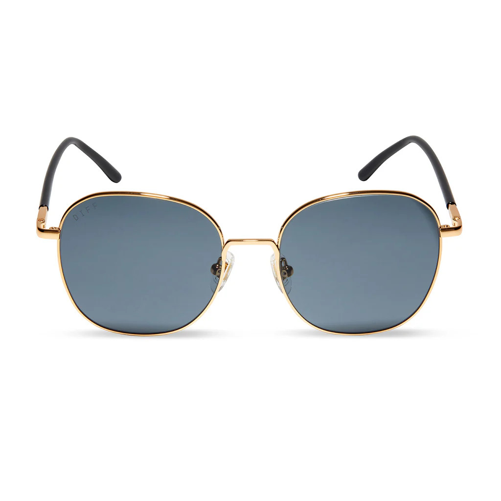KRISTA HORTON - THE BOSS + GOLD + SOLID GREY POLARIZED SUNGLASSES | DIFF Eyewear