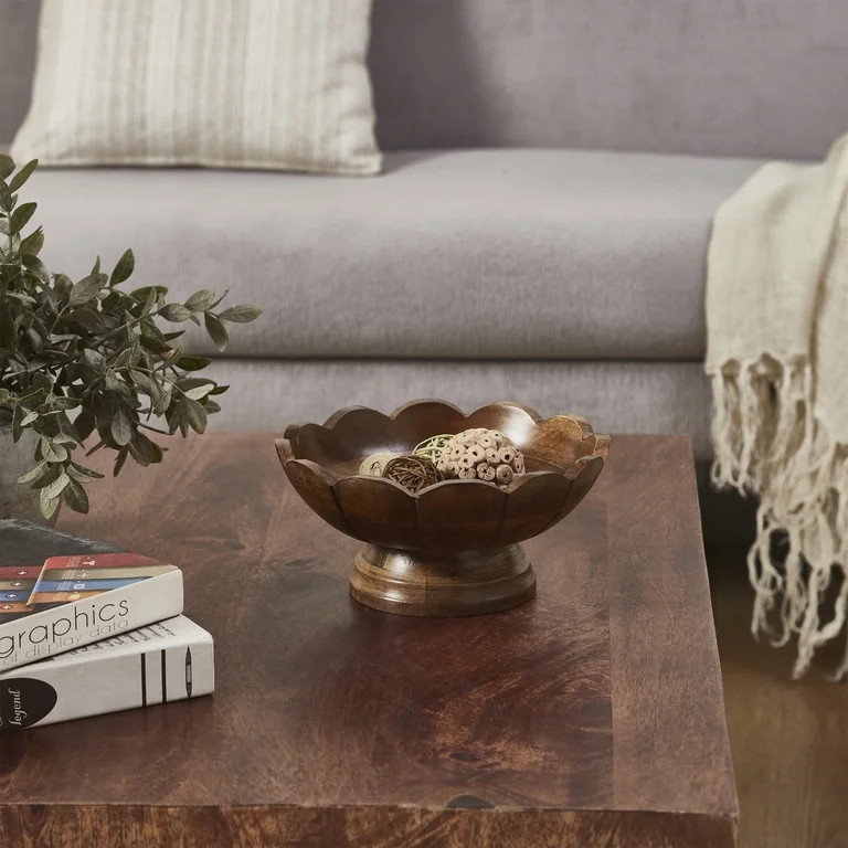 My Texas House Brown 9" Mango Wood Scallop Decorative Bowl | Walmart (US)