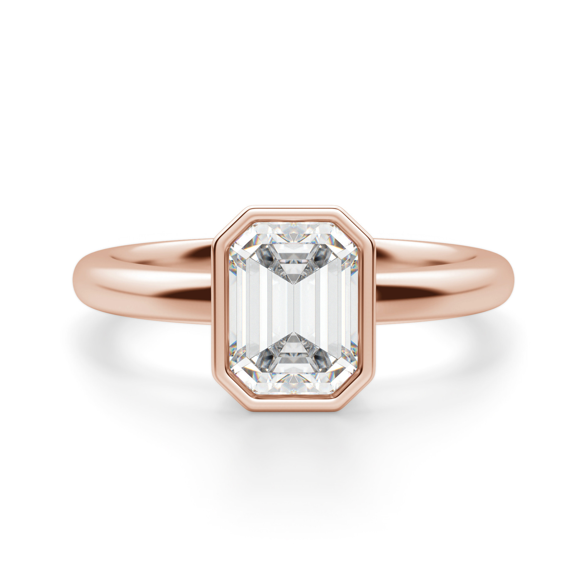 Marseille Emerald Cut Engagement Ring 1 Ct. DEW Center in White | 14K Rose Gold by Diamond Nexus | Diamond Nexus