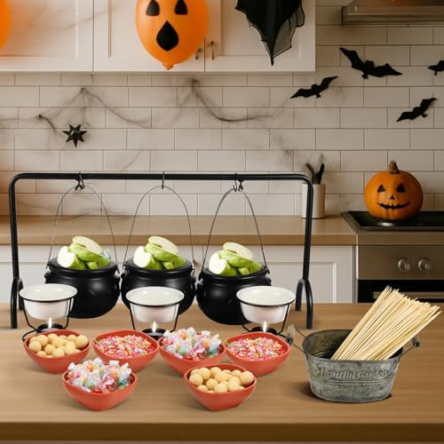 15pcs Halloween Party Decorations DIY Caramel Apple Dipping Bar Set Includes 3 Witches Cauldron S... | Amazon (US)