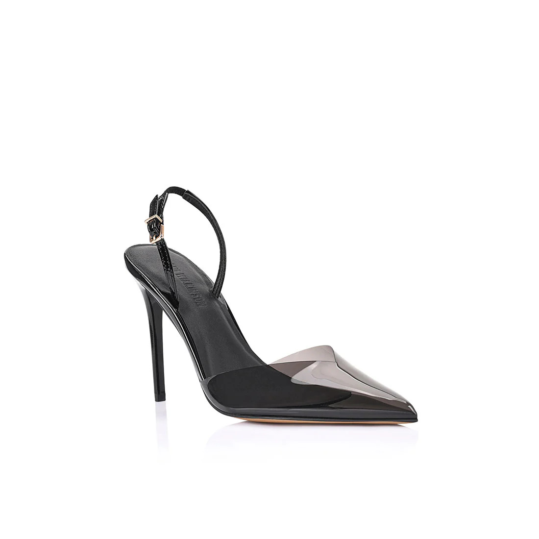 Kristen Slingback Pump Vinylite & Black Patent Leather | Lana Wilkinson