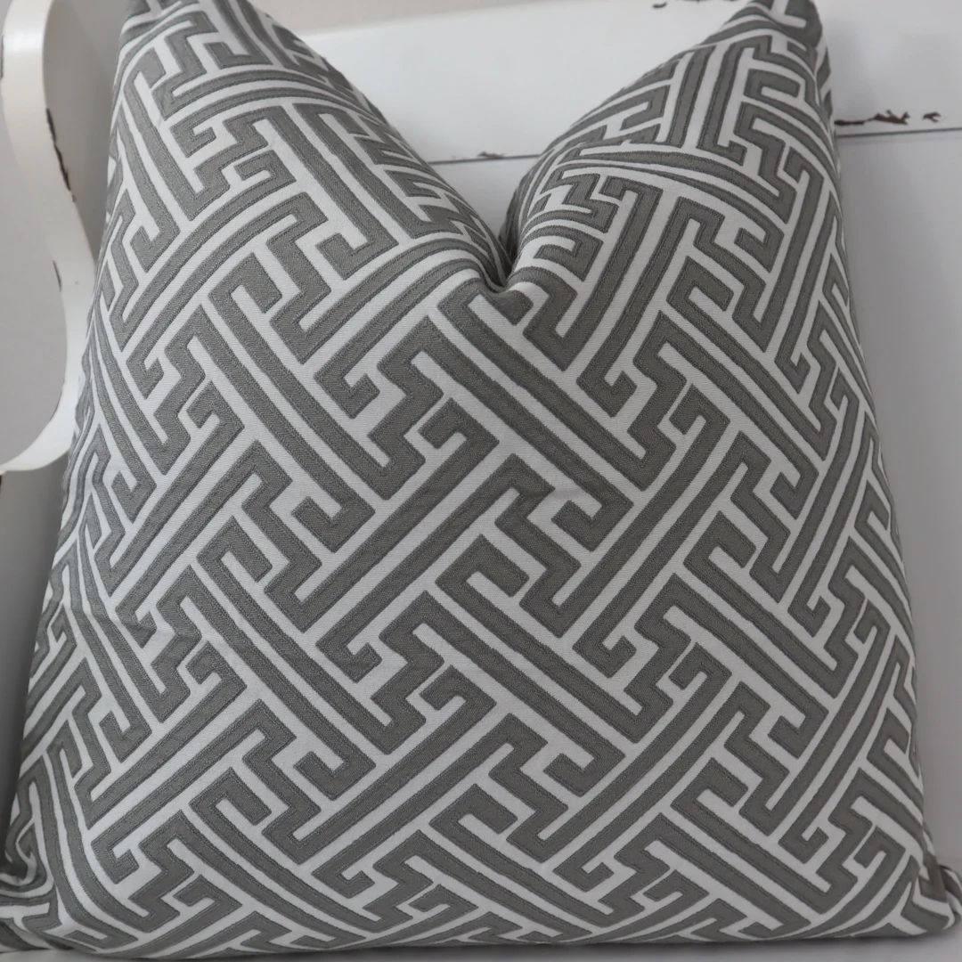 P/Kaufmann Fabrics- Grey Pillow Covers- Geometric pillows- Pillows- Pillow Covers- Grey Amazed Ja... | Etsy (US)