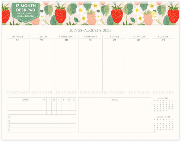 2025-2026 Strawberry Harvest Weekly Desk Calendar 17m Exclusive | Barnes & Noble