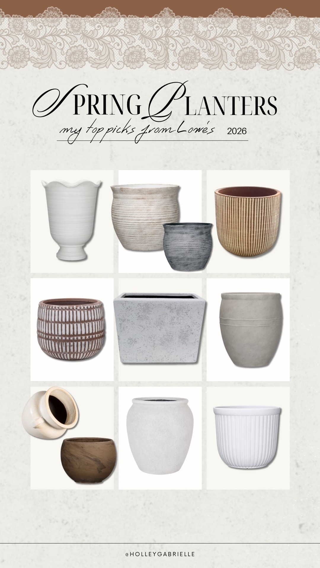 #ad | Some of my top picks from @lowes this season for neutral & aesthetic planters / pots!! 😍 so many great options! 

#LowesPartner / outdoor / patio / home decor / Holley Gabrielle 

#LTKHome #LTKSeasonal