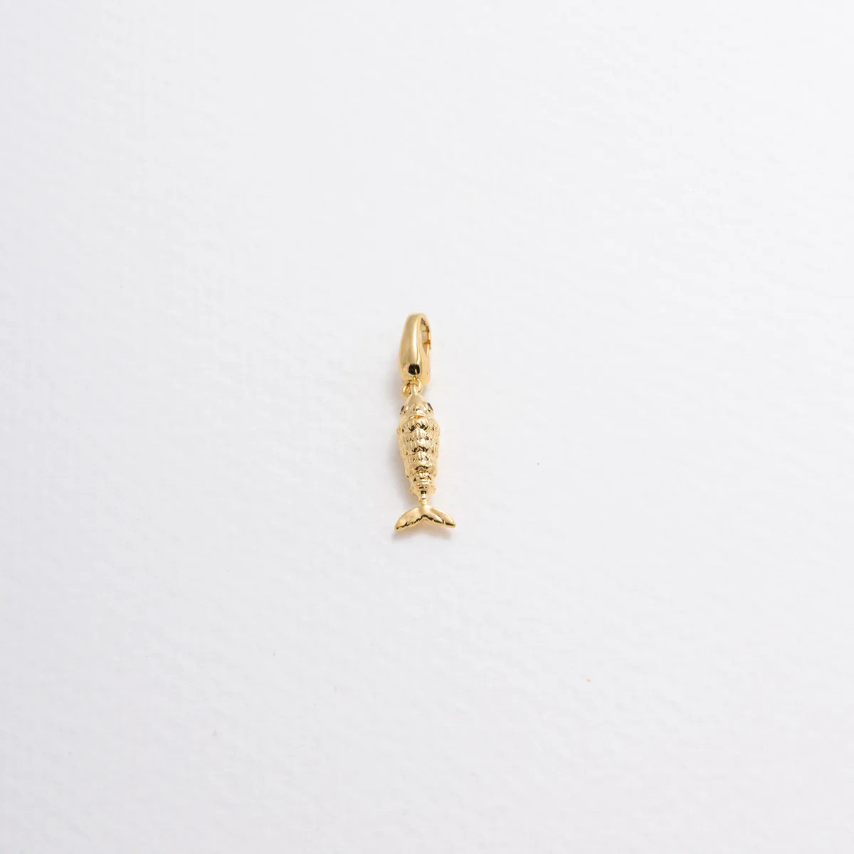 Caspian Fish Charm – Textured Gold Charm for Layering | Raiz