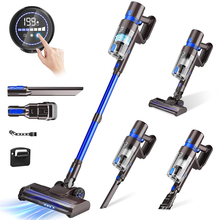 Cordless Vacuum Cleaner, 550W 45KPA 50Min Vacuum Cleaners for Home, Self-Standing Stick Vacuum wi... | Amazon (US)