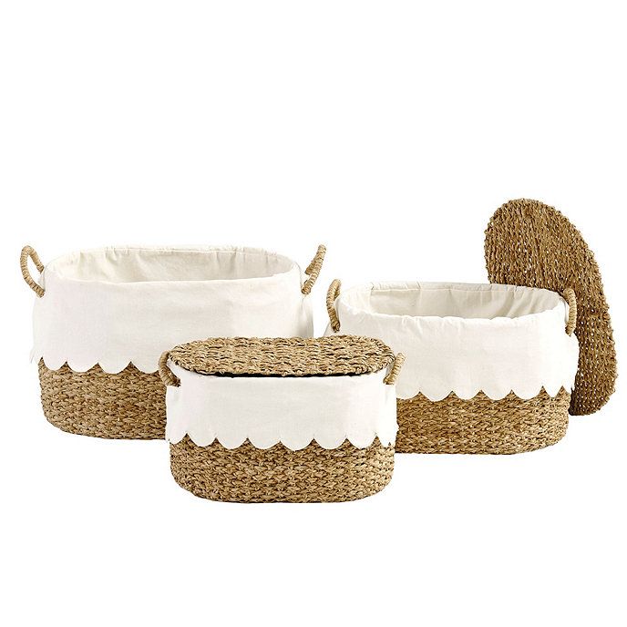 Bunny Williams Nesting Baskets with Scalloped Liner - Set of 3 | Ballard Designs, Inc.