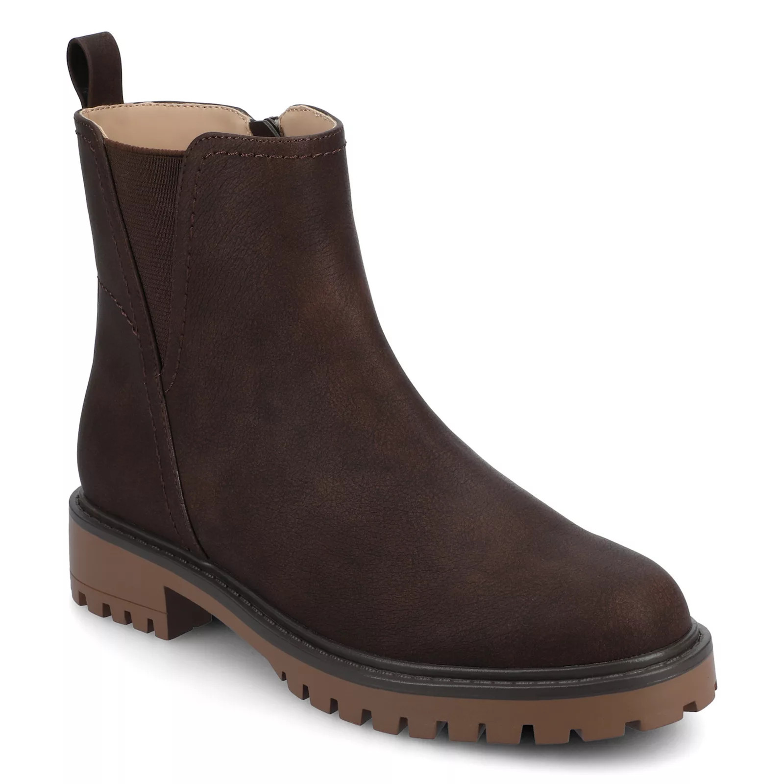 Journee Junnah Women's Pull-On Block Heel Chelsea Ankle Boots In Regular & Wide Width, Size: 10, Vintage Brown | Kohl's