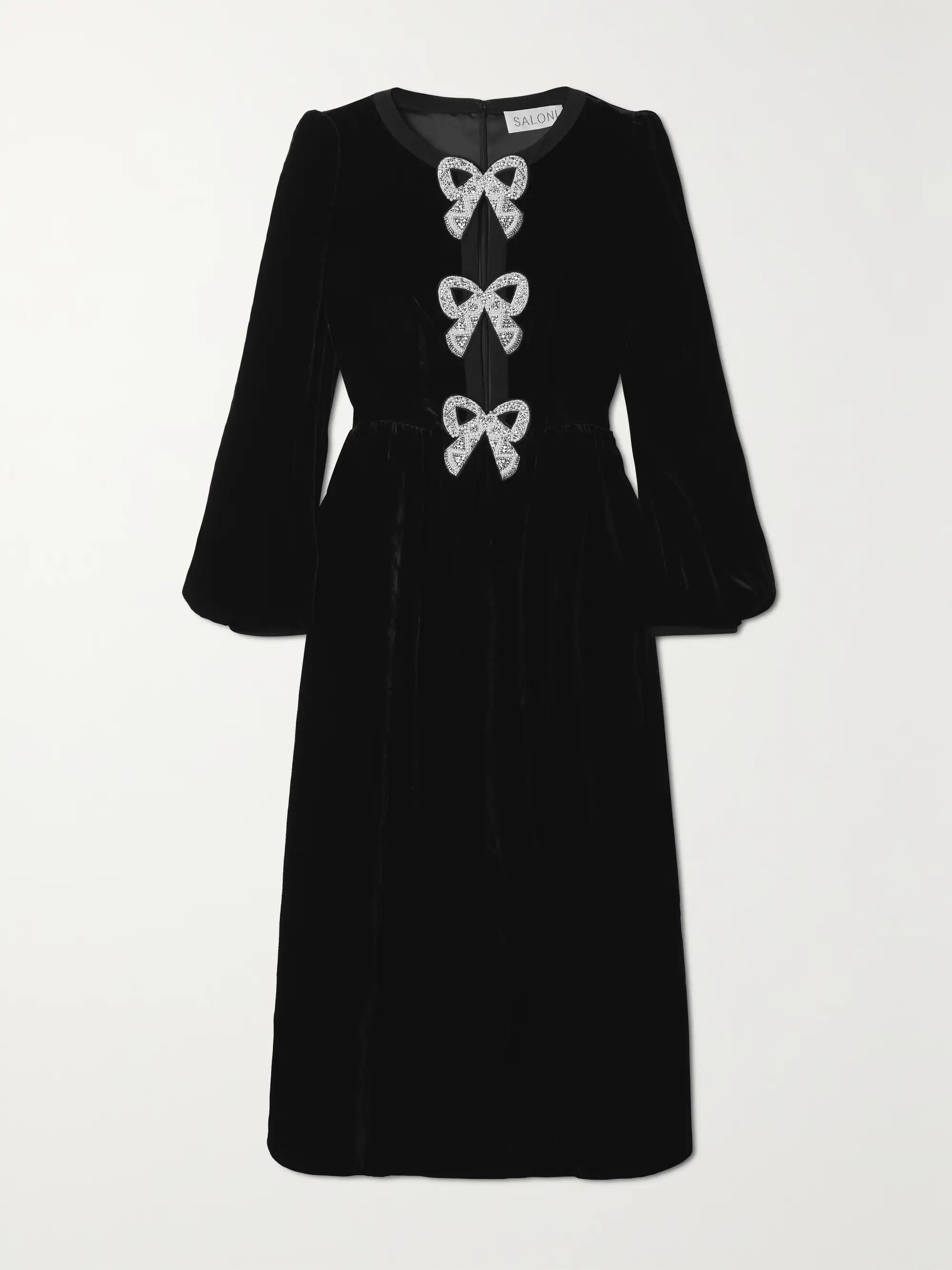 Camille bow-embellished velvet midi dress | NET-A-PORTER (US)