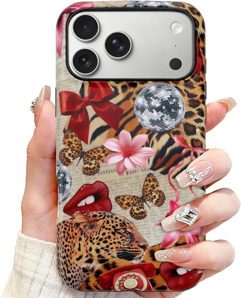 SOKAD Magnetic Cheetah Phone Case for iPhone 17 Pro, Retro Leopard Print Collage Pattern Compatib... | Amazon (US)