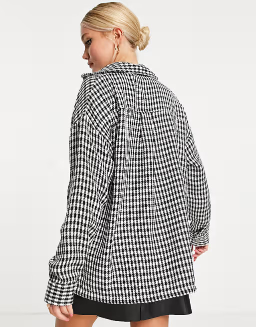 Pimkie check overshirt in black and white | ASOS (Global)