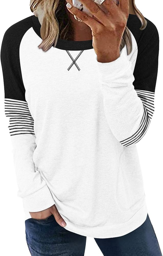 onlypuff Womens Pocket Shirts Pullover Sweatshirt Loose Fit | Amazon (US)