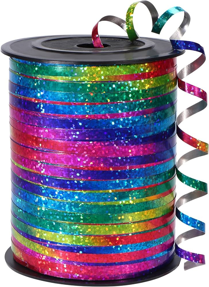 500 Yard Rainbow Ribbon, Rainbow Curling Ribbon, Metallic Shiny Curling Ribbon for Gift Wrapping,... | Amazon (US)