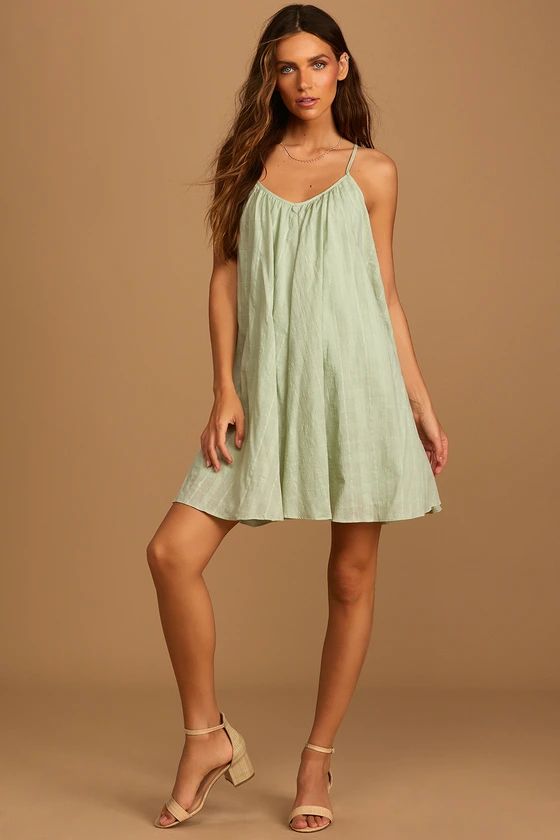 Sunshine and Happiness Sage Green Plaid Mini Swing Dress | Lulus (US)