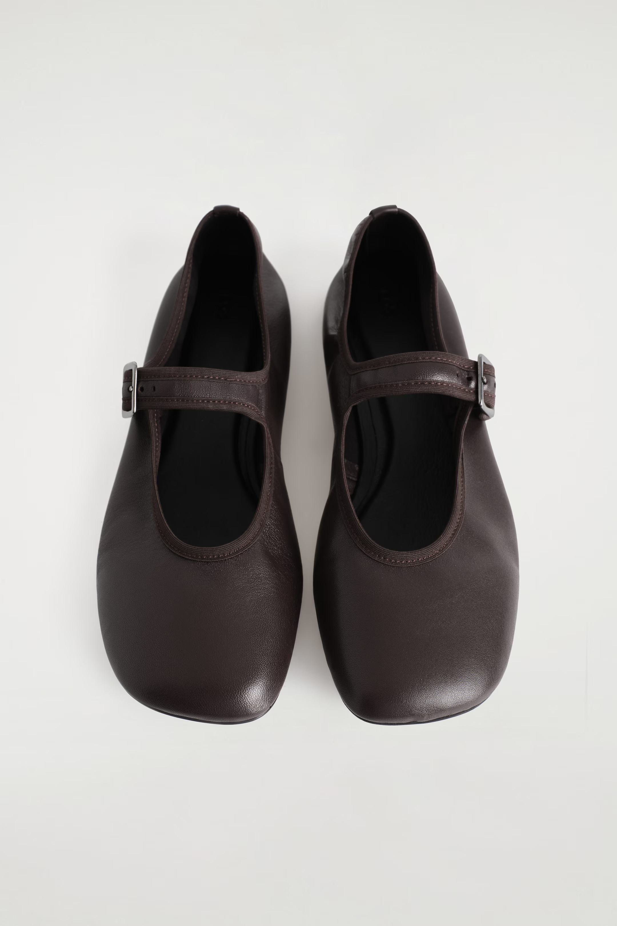 SQUARE-TOE BUCKLED BALLET FLATS - BROWN | COS | COS UK
