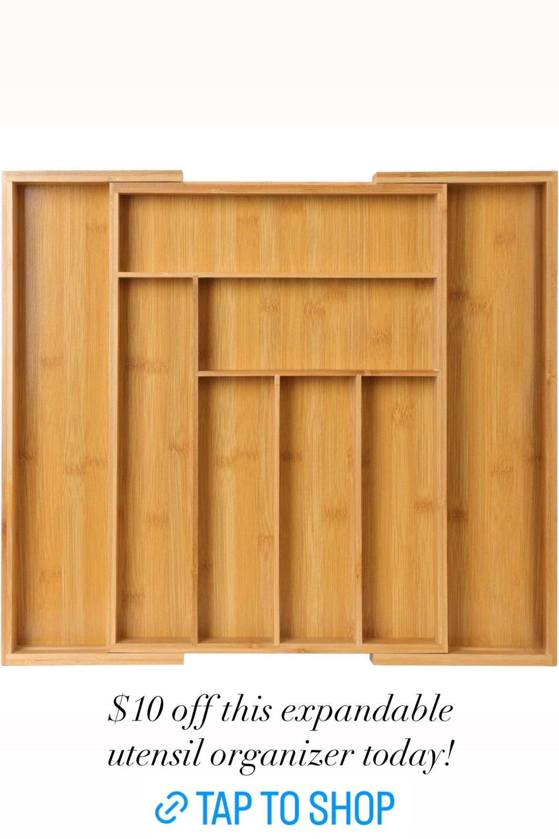 Bamboo expandable utensil kitchen organizer on sale today and $10 off! 

#LTKhome #LTKsalealert #LTKunder50