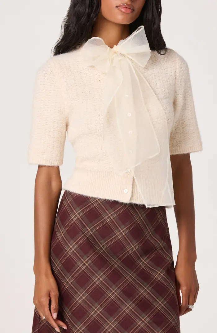 Organza Bow Mixed Media Sweater | Nordstrom
