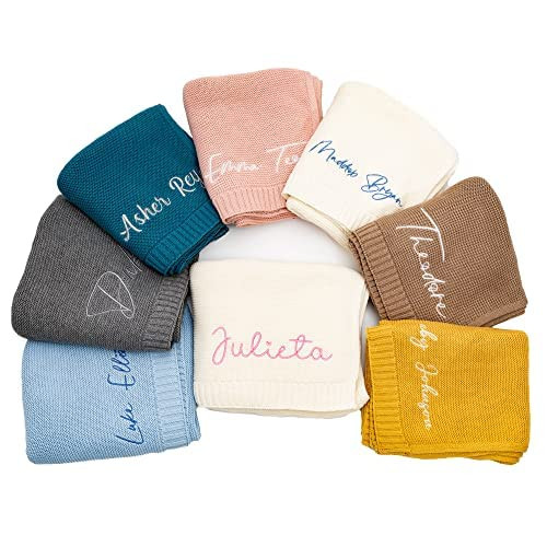 Personalized Baby Blanket with Name, Custom Knit Baby Blanket with Embroidery,Perfect Gift for Ba... | Amazon (US)