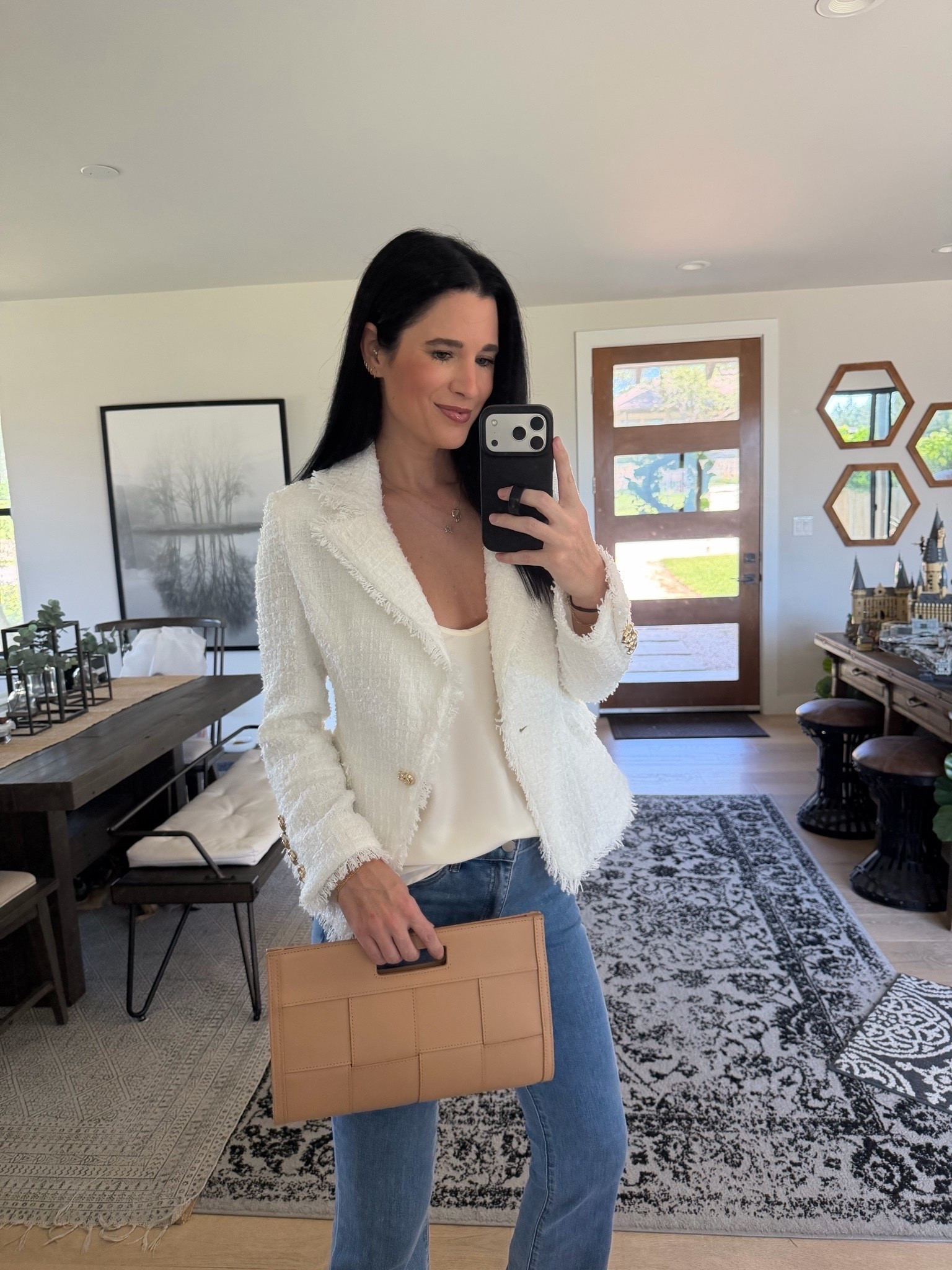 up to 70% off with code INSIDER! 

I’m wearing a size medium in the cami but needed a size small. It runs large. I’m wearing a small in the tweed blazer and a 27 in the jeans.  

My @Gigi New York  bag is 15% off with code DTKAUSTIN15.

#LTKSaleAlert #LTKOver40 #LTKTall